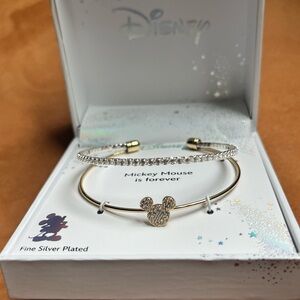 BNWT Disney Mickey Mouse Silver and Gold Bangle Set Adjustable